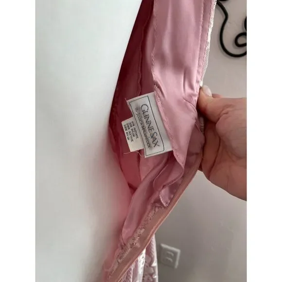 Vintage Gunne Sax Pink Lace & Satin Prairie Dress | Puff Sleeves - Picture 7 of 13